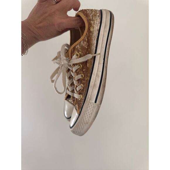 Converse Chuck Taylor All Star Gold Sequined Low Top Sneakers - Women's US 6 - Picture 4 of 7